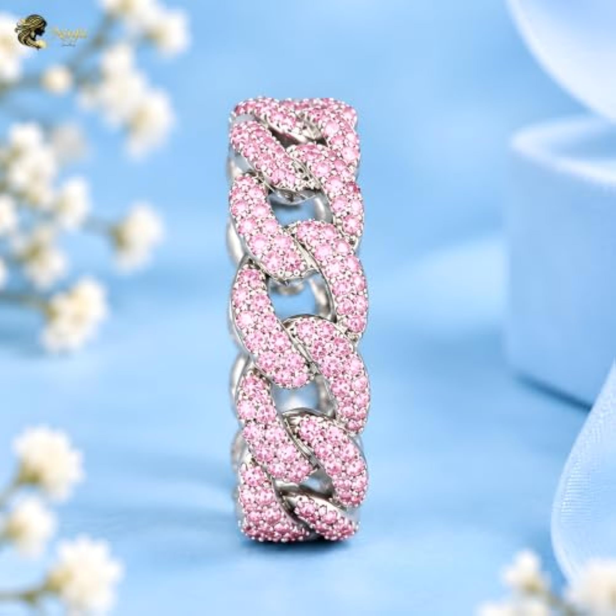 Silver-Tone Cuban Link Chain Statement Ring